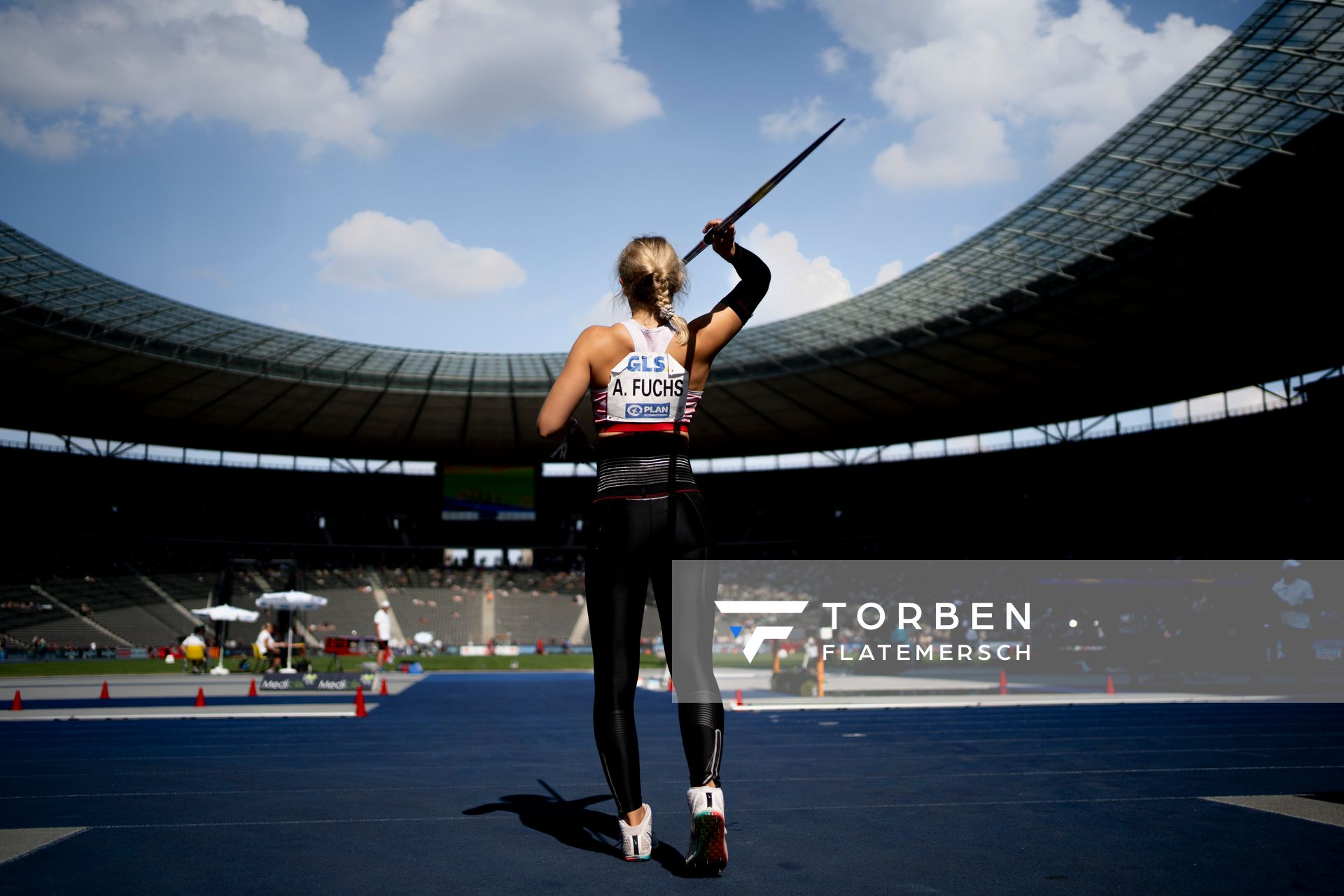 Annika Marie Fuchs (SC Potsdam) im Speerwurf waehrend der deutschen Leichtathletik-Meisterschaften im Olympiastadion am 26.06.2022 in Berlin